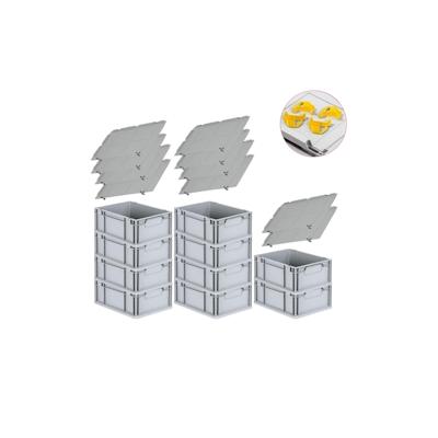 PROREGAL SparSet 10x Eurobox NextGen Economy mit Auflagedeckel & 4x Verschlüsse Gelb, Griffe zu, HxBxT 17x30x40cm, 16L, Eurobehälter Image