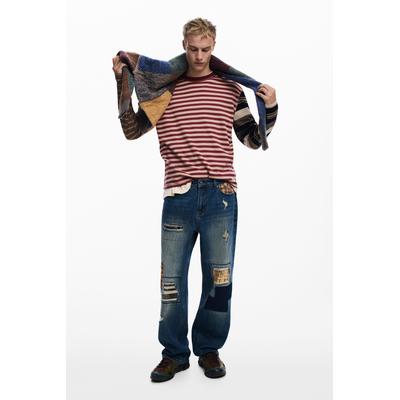 Patch denim trousers