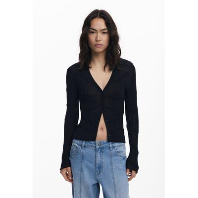 Fitted textured cardigan