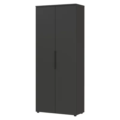 bümö Space Aktenschrank Holz, Mehrzweckschrank 81 cm breit in Graphit - Regal mit Türen für 5 OH, Büro Schrank groß als Möbel für Arbeitszimmer, Image