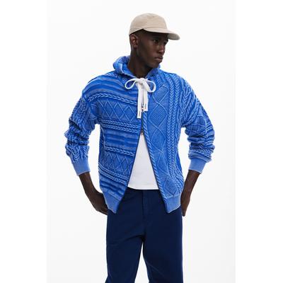 Zipper sweater with braided design