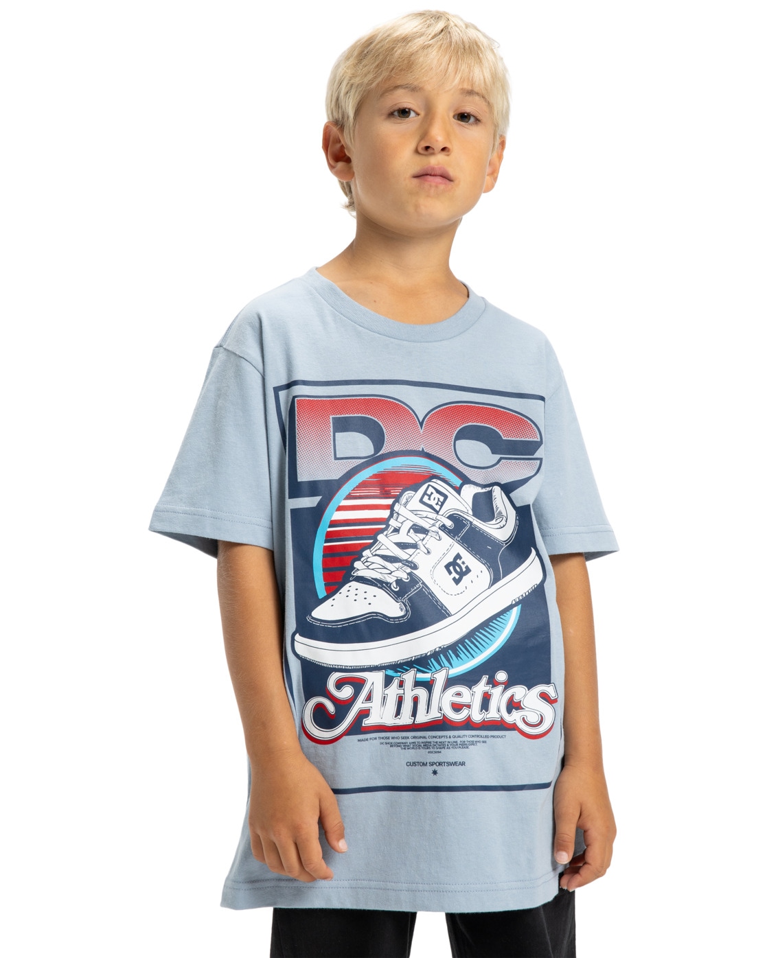 T-Shirt DC SHOES "Manteca Tribute", Jungen, Gr. 12(148-156cm), blau (blau fog), 75% Baumwolle, 25% Baumwolle, Shirts T-Shirt