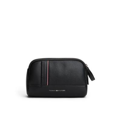 Kulturbeutel TOMMY HILFIGER "TH CENTRAL WASHBAG", Damen, Gr. B/H/T: 22cm x 14cm x 11cm, schwarz, Lederimitat, Taschen, Reise, Men Waschbeutel mit farbiger Paspellierung Image