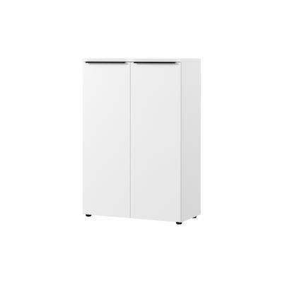 bümö Space Aktenschrank Holz, Mehrzweckschrank 81 cm breit in Weiß - Regal mit Türen für 3 OH, Büro Schrank klein als Möbel für Arbeitszimmer, Image