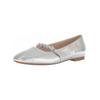 Ballerina GABOR "Gabor Ballerinas Leder", Damen, Gr. 38, silber, Leder, elegant, Schuhe