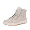 Schnürboots RIEKER SPORT, Damen, Gr. 43, beige (creme), Leder, sportlich, Schuhe, Stiefelette, High Top Sneaker, Freizeitboots mit Reißverschluss, Topseller