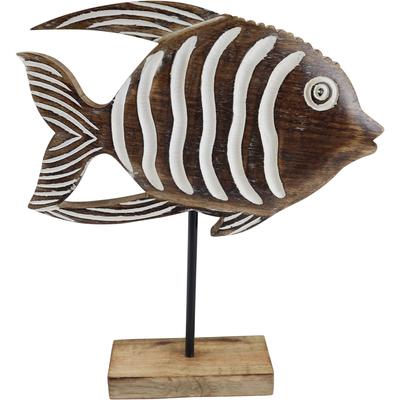 Dekofigur AM DESIGN "Fisch aus Mangoholz und Metall", braun, B:6cm H:35cm T:35cm, Dekofiguren, handgefertigte Osterdekoration Image