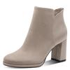 Stiefelette TAMARIS, Damen, Gr. 42, grau (taupe), Textil, unifarben, Veloursleder, elegant, Schuhe, Blockabsatz, Abendschuh, Festtagsschuh in veganer Verarbeitung