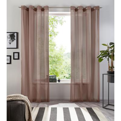 Gardine MY HOME "XANA mit Ösen, Kräuselband oder Schlaufen" Gr. 1, grau (taupe), B:140cm H:145cm, Voile, Polyester, Gardinen, Bestseller, einfarbig, 1 bzw. 2 Schals, pflegeleicht, Schal Image