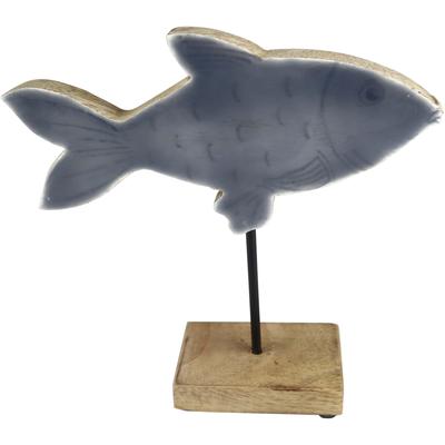 Dekofigur AM DESIGN "Fisch aus Mangoholz und Metall", braun, B:15cm H:15cm T:5cm, Holzwerkstoff, Metall, Dekofiguren, in zwei Größen Image