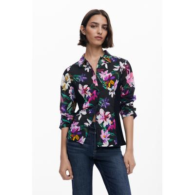 Combined silhouette floral shirt