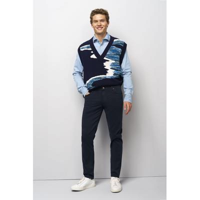 Chinos MEYER "M5 Five Pocket", Herren, Gr. 40, Länge 32, blau (dunkelblau), 89% Baumwolle;8% Elastomultiester;3% Elasthan, unifarben, regular fit lang, Hosen Image