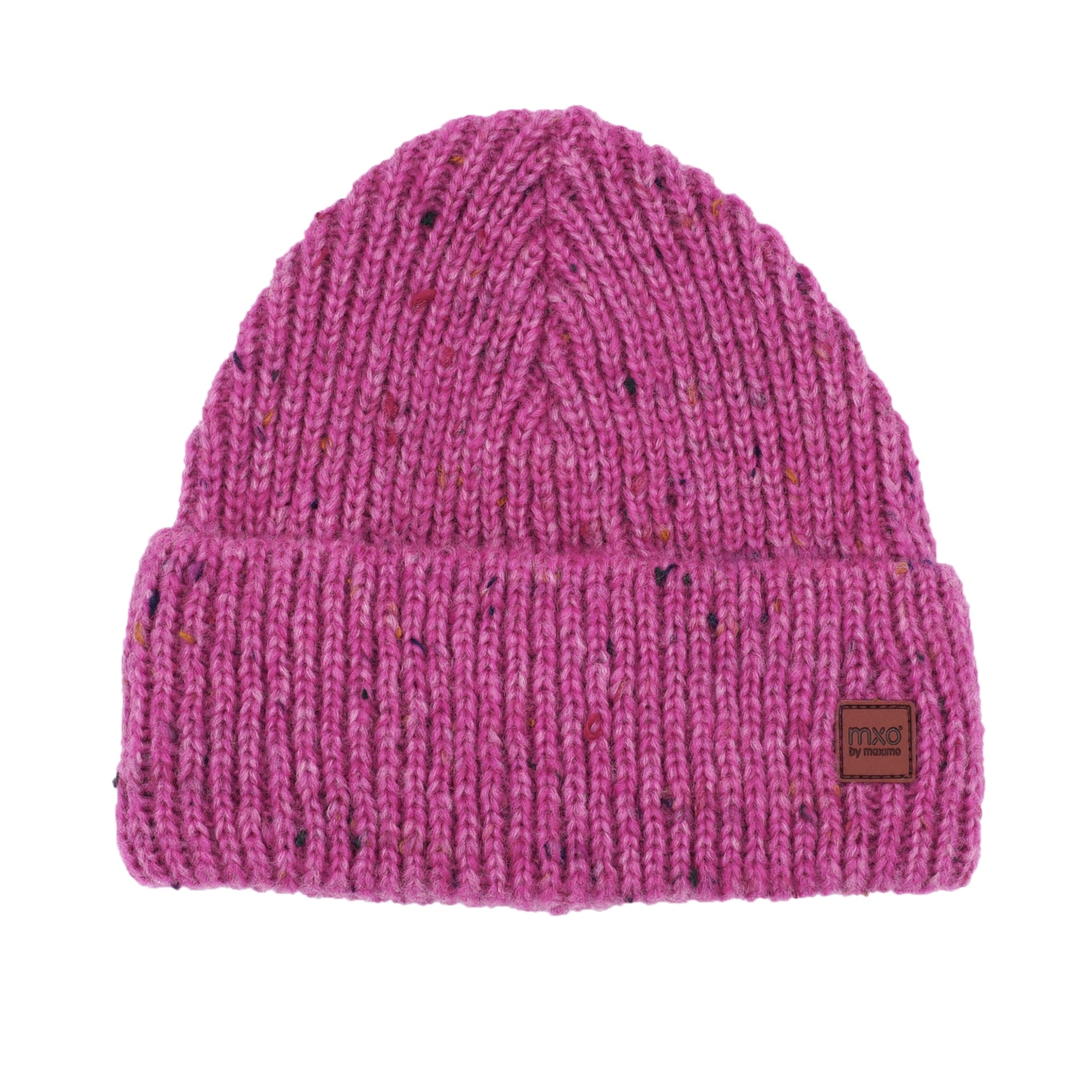 Beanie MAXIMO, Baby, Gr. 51/53, rosa (dunkelpinkmeliert), Strick, Materialmix, mehrfarbig, Casual, Mützen, wärmend, mehrfarbig, mit breitem Umschlag, gefüttert Image