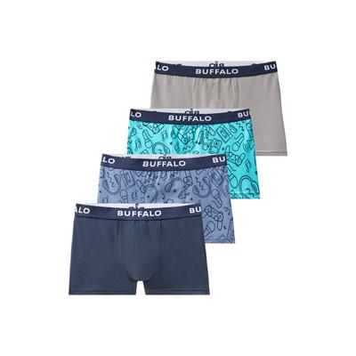 Boxer BUFFALO "Boxershorts für Jungen", Kinder, Gr. 134/140, dunkelblau, blau, hellblau, gran, Jersey, Obermaterial: 95% Baumwolle, 5% Elasthan, bedruckt, unifarben, Unterhosen, unifarben und mit Gaming-Print Image
