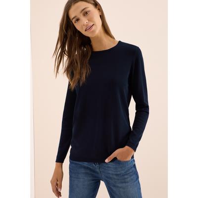 Strickpullover CECIL, Damen, Gr. XL (44), urban dunkelblau, Strick, Obermaterial: 60% Baumwolle, 40% Viskose, unifarben, casual, normal hüftbedeckend, Rundhals, Langarm Flachstrickbündchen, Pullover, mit feinem Detail an der Schulter und Viskose-Anteil Image