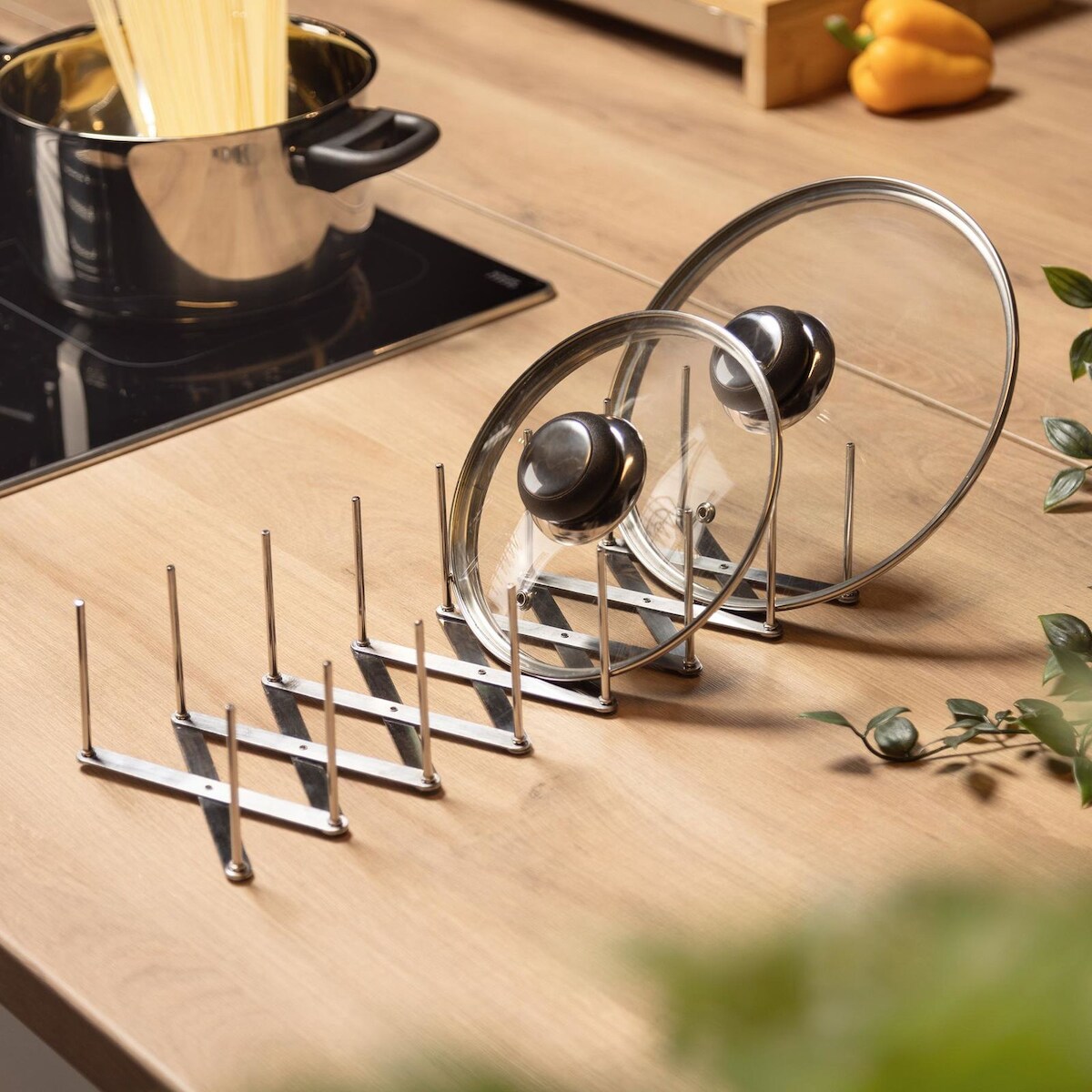 Gravidus Ausziehbarer Topfdeckelhalter aus Edelstahl 9,5–80cm Image