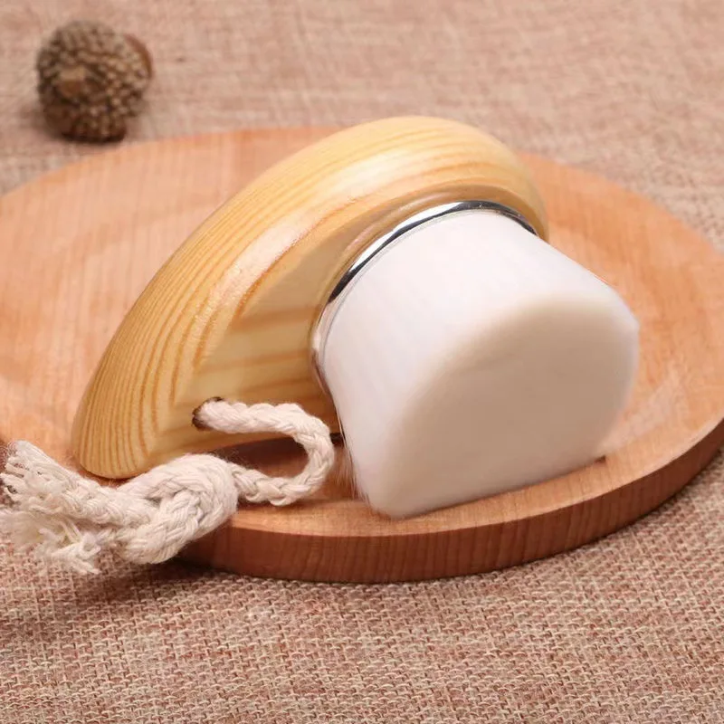 Brosse de nettoyage du visage avec manche en bois, manuelle, douce, Massage du visage, nettoyant pour les pores de la peau, soins du visage, lavage du visage, 1 pièce