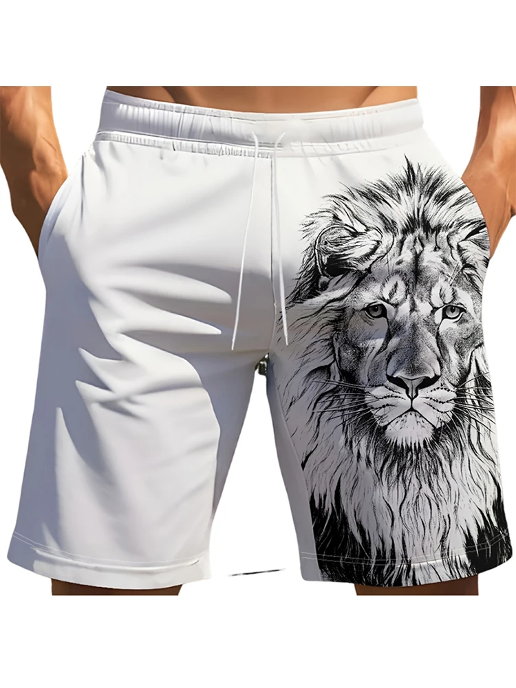 Neuer 3D-gedruckter, dominanter Tigerlöwe-Herren-Badeanzug, modisch und sexy Strand-Surfshorts, wasserdicht, schnell trocknend Image