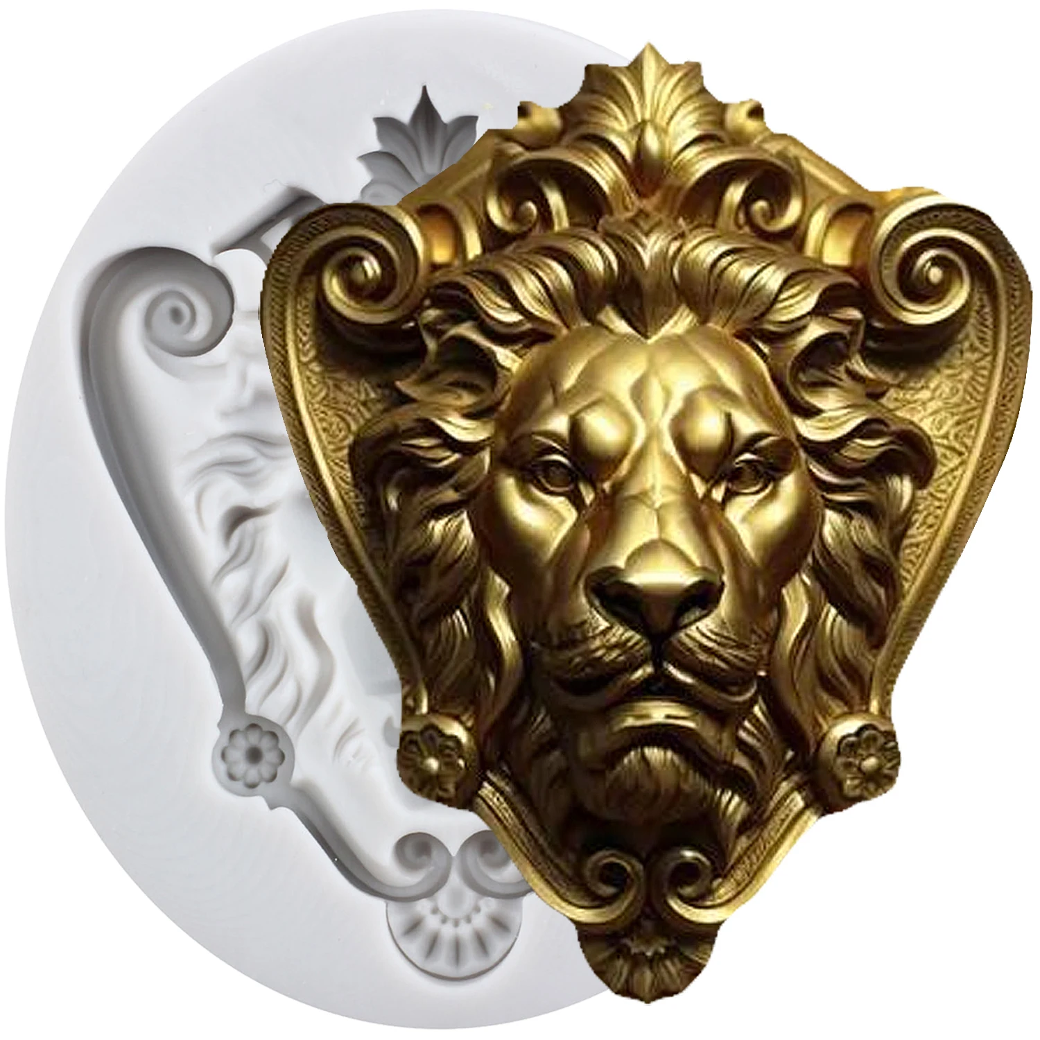 3D Löwe Silikonformen Löwenkopf Fondant Kuchen Dekorieren Werkzeuge Cupcake Topper Schokolade Süßigkeiten Zucker Handwerk Kaugummi Paste Polymer Clay Image