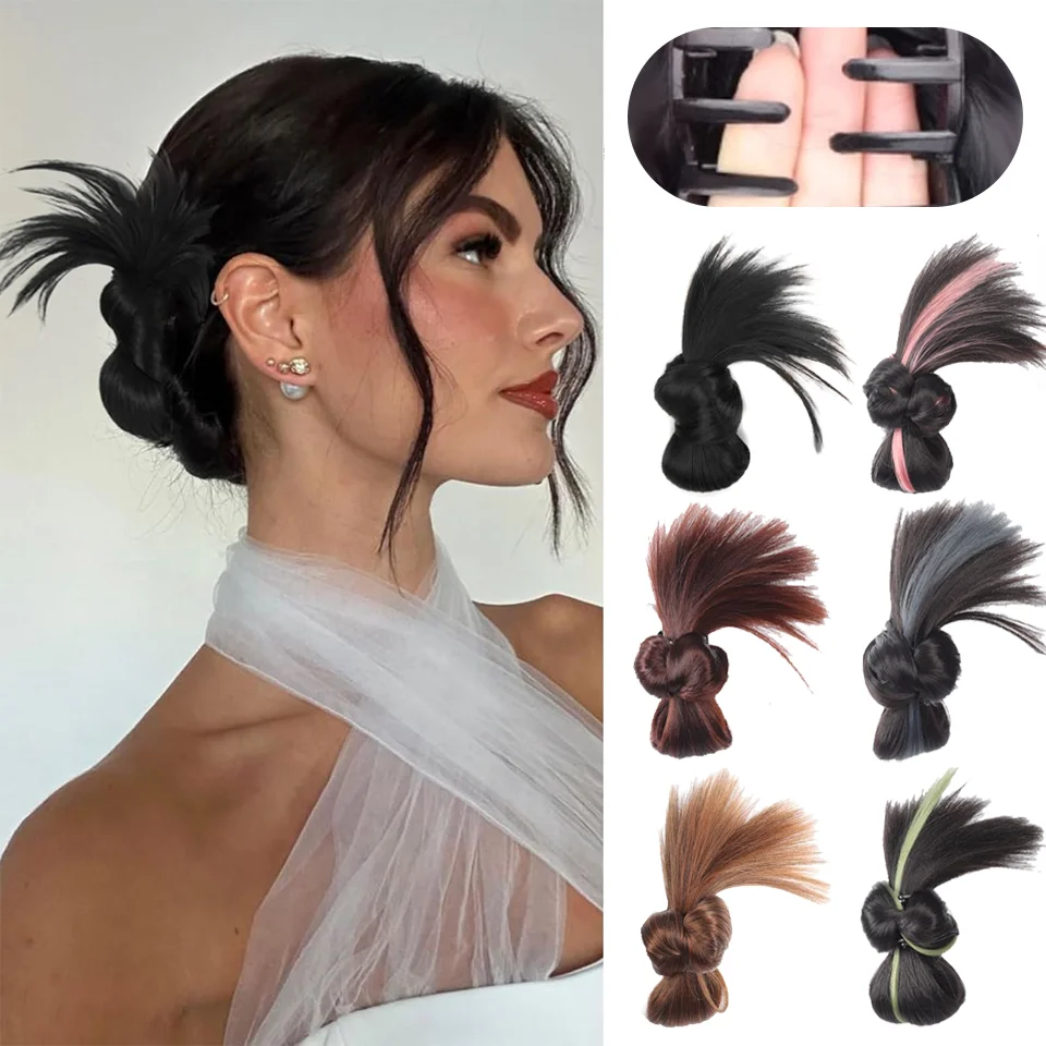 LUPU Synthetic Women'S Messy Bun Hair Piece Claw Clip - Adjustable, For Daily Use Party Cosplay Halloween For Music Festival Image