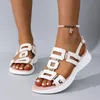 Große Damensandalen im römischen Stil, offene Zehen, Strandsandalen, Sommerkeile, bequeme Outdoor-Slip-On-Schuhe für Damen