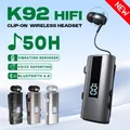 K92 Bluetooth 6.0 Lavalier Business Auricolare Chiamata 30 ore/Musica 50 ore Promemoria vibrazione Display digitale a LED con microfono Auricolare wireless