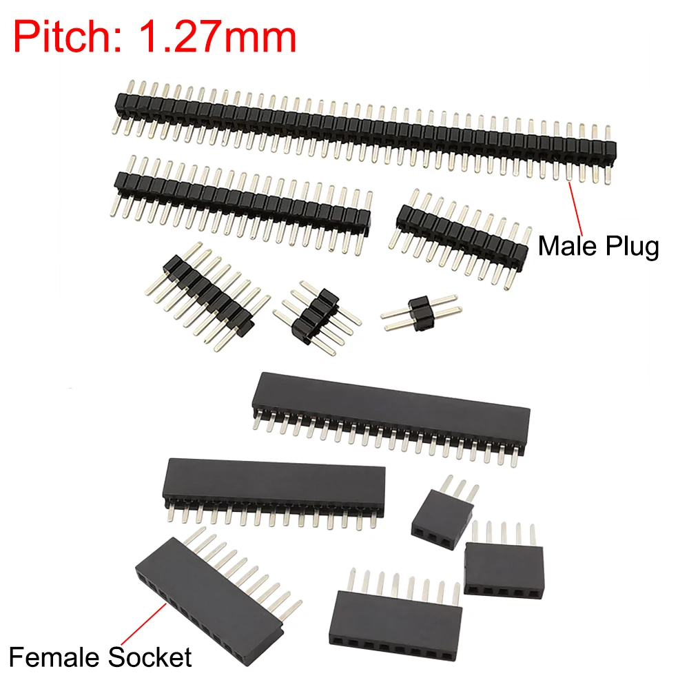 10 Stücke 1,27 mm Einreihige Männlich Weiblich Steckdose Abtrünnigen PCB Board Pin Header Stecker 1,27 Streifen Pinheader 2P-50 Pin Image