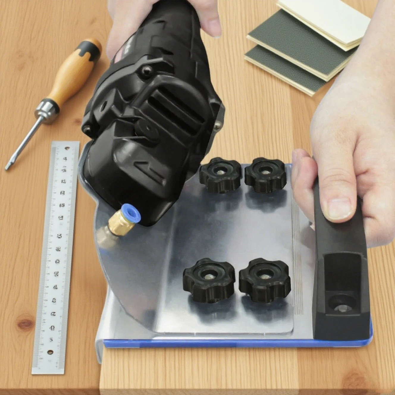 45-Grad-Fasen schneiden 45 ° Winkel-Fliesen-Anfaswerkzeug zum Schneiden von Fliesen, Keramikstein, Winkelschleifer, Ständer für Fliesen