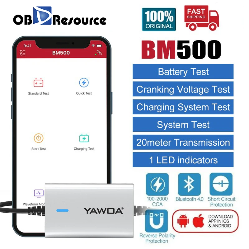 Auto Batterie Analysator 6V 12V 24V Bluetooth 4,2 BM500 Drahtlose Batterie Monitor Analysator Für Android IOS telefon Batterie Diagnose Image