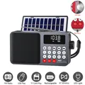 Radio FM portatile solare Altoparlante Bluetooth ricaricabile Scheda TF USB Lettore musicale MP3 con registrazione Ricevitore FM radio a luce LED