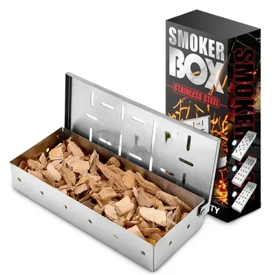 Smoker Box BBQ Smoker Box Holzspäne für Indoor Outdoor Holzkohle Gas Barbecue Grill Fleisch angereichert Rauch Geschmack Zubehör