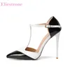Neue elegante schwarze rote Damen-Sandalen, modisch, superhoher, dünner Absatz, Damen-Kleiderschuhe, Übergröße, Größe 43, 45, 47