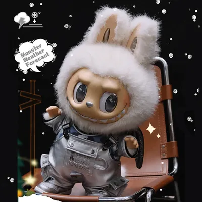 For Labubu 58cm White Haired Zimomo 2.0 Yin Qing Angel Ski Suit Equipment Silver Leather Baby Clothes Set Trendy Handicap