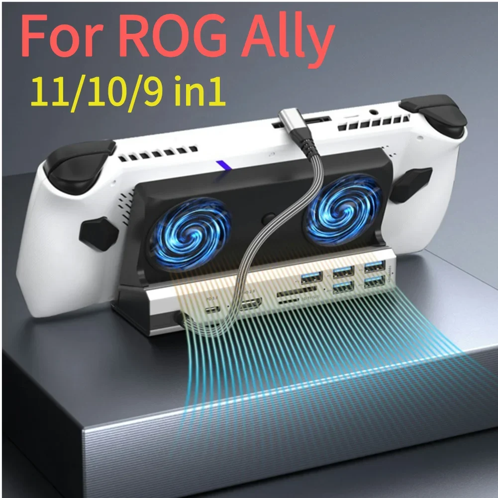 11/10/9 in1 Für ROG Ally Spielkonsole Dock Hub 4K 60Hz 1000Mbps Typ-C USB 3,0 2,0 Gigabit Ethernet 1000Mbps Dock Ständer PD 100W Image