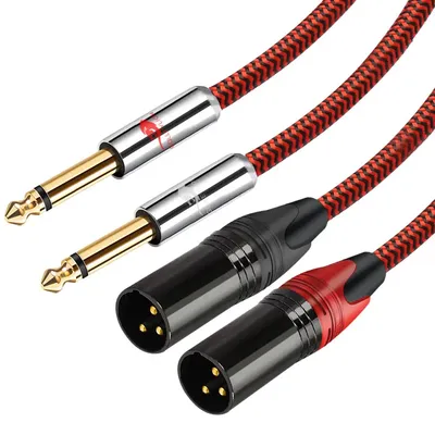 Premium Audio Cable Dual 6.35mm to Dual XLR for AMP Mixer Console 2*XLR to 2*1/4" Jack OFC Shielding TS Cable 1M 2M 3M 5M 8M 12M