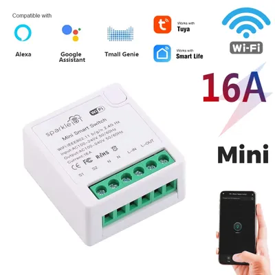 16A Tuya Mini DIY WiFi Smart Switch mit Timing-Funktion Smart Light Switch Modul kompatibel mit Alexa Google Home