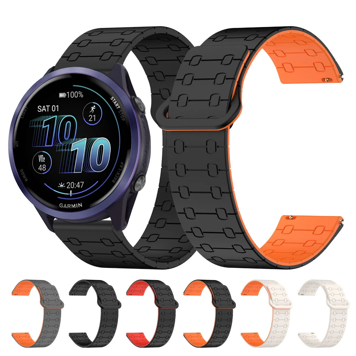 22 mm Silikon-Magnetband für Garmin Forerunner 570–47 mm Uhrenarmband Venu 3 2/Forerunner 265 255 Musik/Active Armband Correa Image