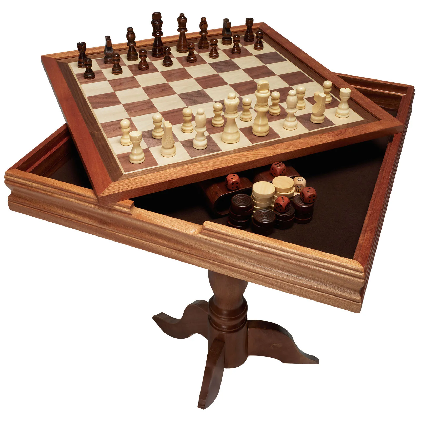 SucceBuy Set da tavolo da backgammon per scacchi 3 in 1 da 18 pollici Tavolo da scacchi in legno premium Set di mobili da tavolo da gioco combinato deluxe