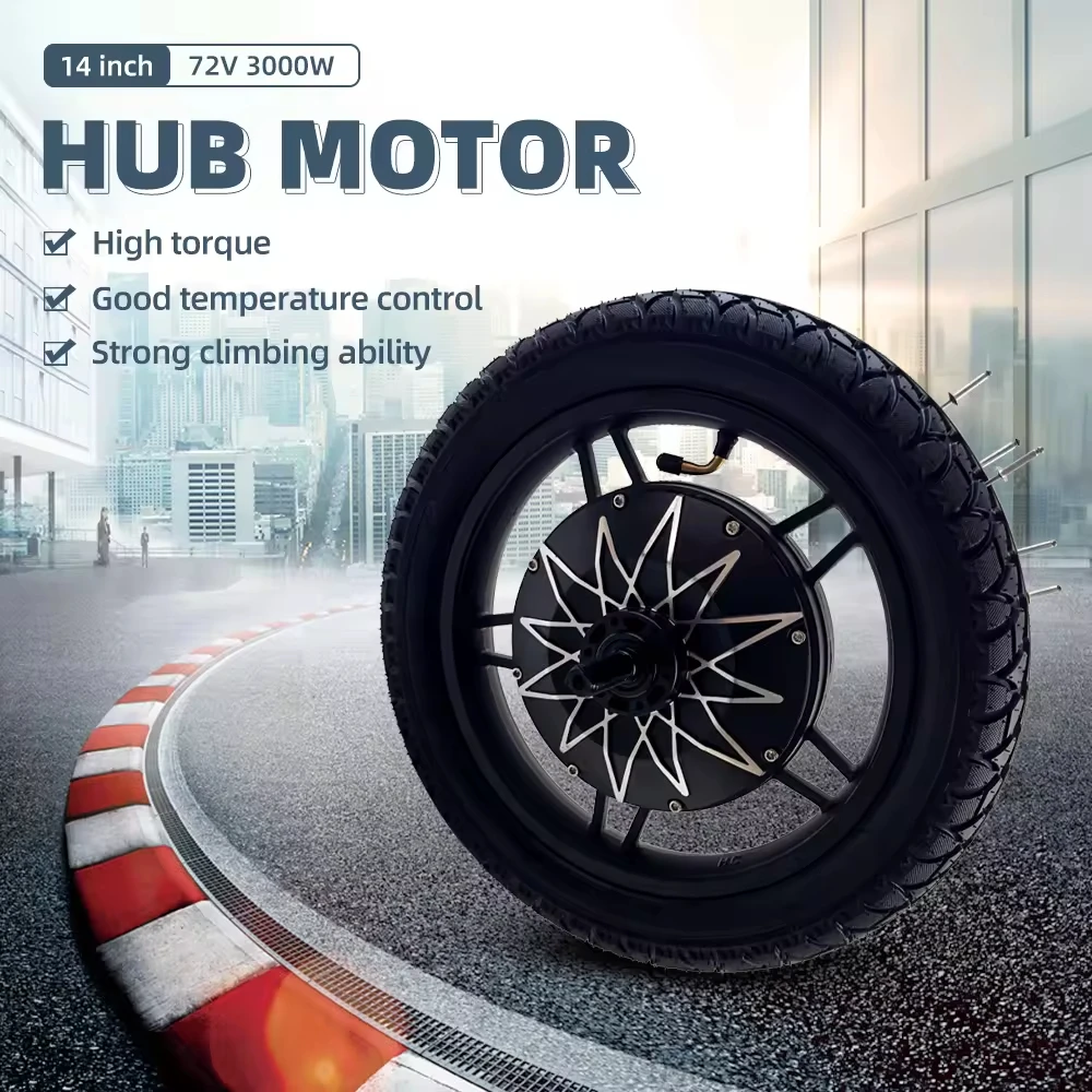 Motore elettrico ad alta velocità per bicicletta 14 pollici 48V 60V 72V 2000W 5000W Motore elettrico con mozzo senza ingranaggi 120 km/h adatto per bici elettrica