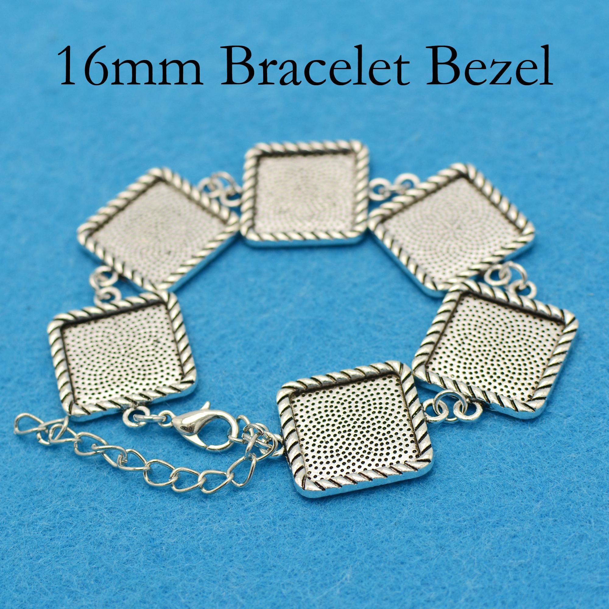 Basi grezze per bracciali con castone quadrato da 16 mm per la creazione di gioielli, base per bracciale vuota, base per bracciale rotonda, base per c