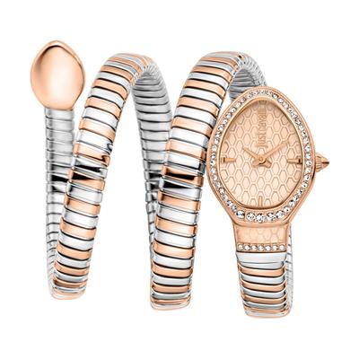 Quarzuhr JUST CAVALLI TIME "Carezza", silberfarben, roségoldfarben, roségoldfarben, Armbanduhren, Damen, Armbanduhr, Damenuhr, Edelstahlarmband, analog, Kristallsteine Image