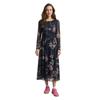 Meshkleid TOM TAILOR, Damen, Gr. 34, N-Gr, big flower design, Web, Obermaterial: 90% Polyester, 10% Elasthan. Futter: 100% Polyester, bedruckt, casual, regular fit wadenlang, Rundhals, Langarm gerader Abschluss, Kleider, mit Muster