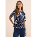 T-Shirt CECIL, Damen, Gr. XXL (46), urban dunkelblau, Jersey, Obermaterial: 49% Polyester, 44% Viskose, 7% Elasthan, bedruckt, casual, regular fit normal, Rundhals, Kurzarm gerader Abschluss, Shirts, mit All-Over Print
