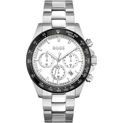 Chronograph BOSS "HERO", silber (silberfarben, weiß), Armbanduhren, Herren, Quarzuhr, Herrenuhr, Armbanduhr, Stoppfunktion, Edelstahlarmband Image