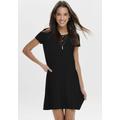 Minikleid ONLY "ONLBERA BACK LACE UP S/S DRESS JRS NOOS", Damen, Gr. S, N-Gr, schwarz, Jersey, Obermaterial: 95% Viskose, 5% Elasthan, unifarben, casual, regular fit, Rundhals, Kurzarm, Kleider, Sommerkleid