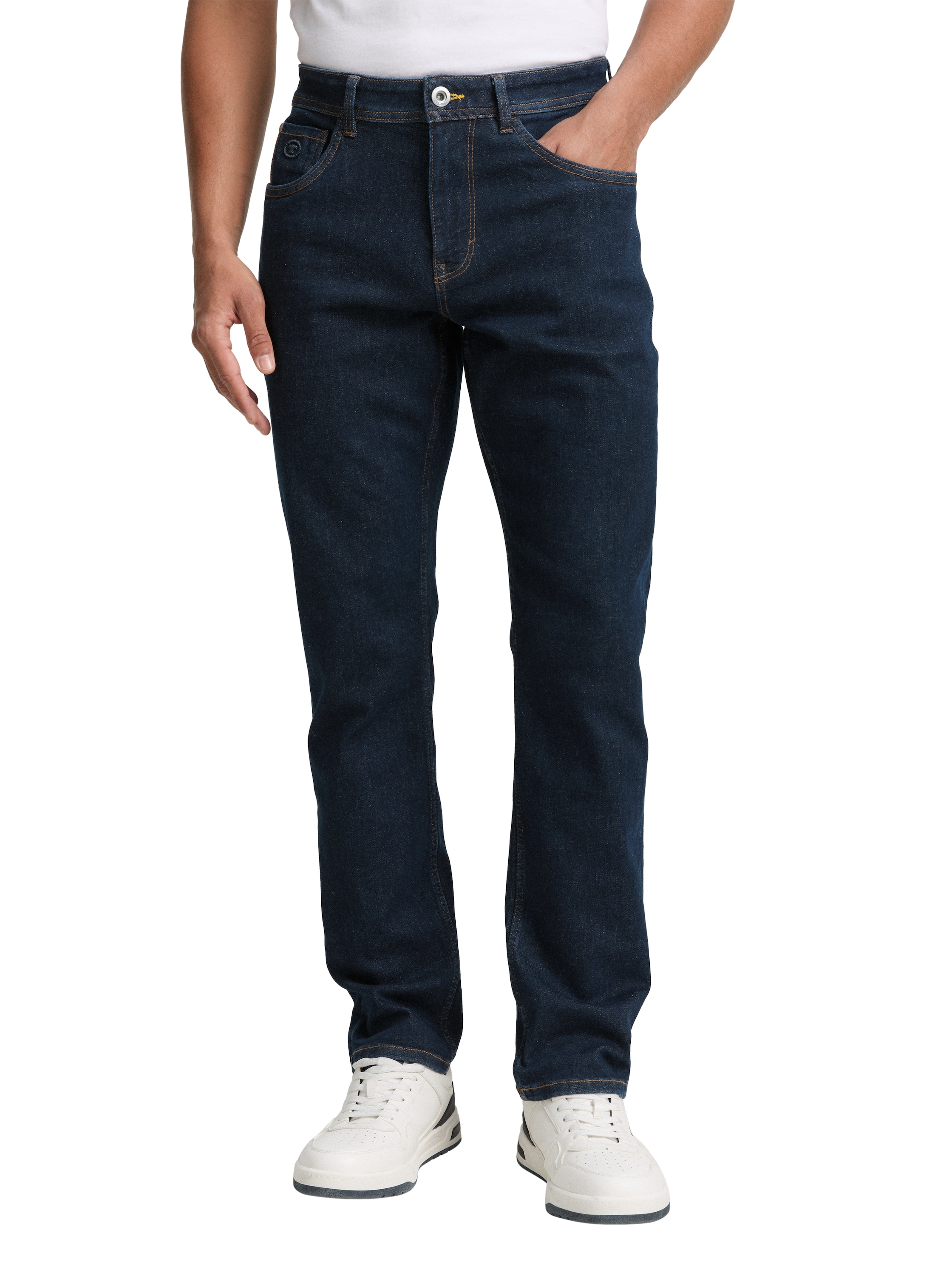 Slim-fit-Jeans TOM TAILOR, Herren, Gr. 31, Länge 34, blau (rinsed blau denim34), Denim/Jeans, Obermaterial: 92% Baumwolle, 6% Polyester, 2% Elasthan, unifarben, slim fit knöchellang, Jeans Slim-fit-Jeans, im Five-Pocket Style