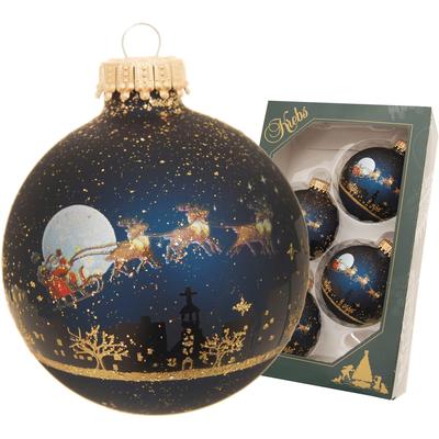 Weihnachtsbaumkugel KREBS GLAS LAUSCHA "Midnight before Christmas", blau (dunkelblau), Ø:7cm, Glas, Weihnachtsbaumkugeln, Weihnachtsdeko, Christbaumschmuck, Christbaumkugeln aus Glas Image