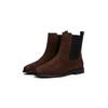 Chelseaboots TOMMY HILFIGER "FLAG SUEDE CHELSEA BOOT", Damen, Gr. 37, braun (dunkelbraun), Veloursleder, Elastischer Einsatz, klassisch, Schuhe, Stiefelette, Businessschuh mit Hardcover-Flagge an der Ferse