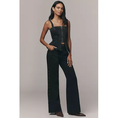 The Rylan Relaxed High-Rise Flare Trousers by Pilcro