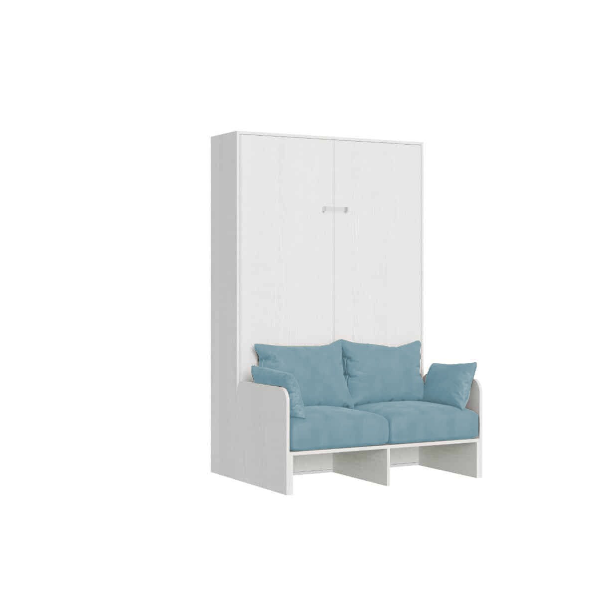 Itamoby Kentaro 140 cm französisches Klappbett für Doppelbett mit Sofa aus weißer Esche, hellblau Image